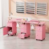 Karlhome 72.6 in. Black MDF 5-Drawer Double Manicure Table with Cabinet, Doors, Electric Dust Collector - 3 of 4