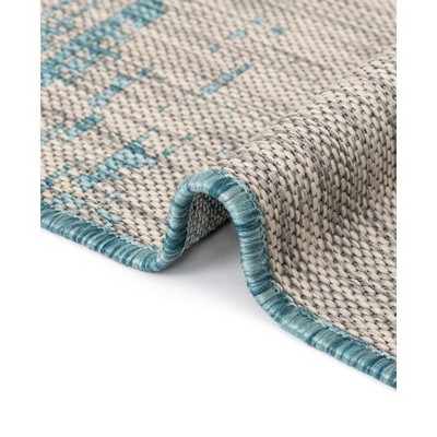 Aqua Blue Synthetic Flat Woven Outdoor Rug, 6' x 9'