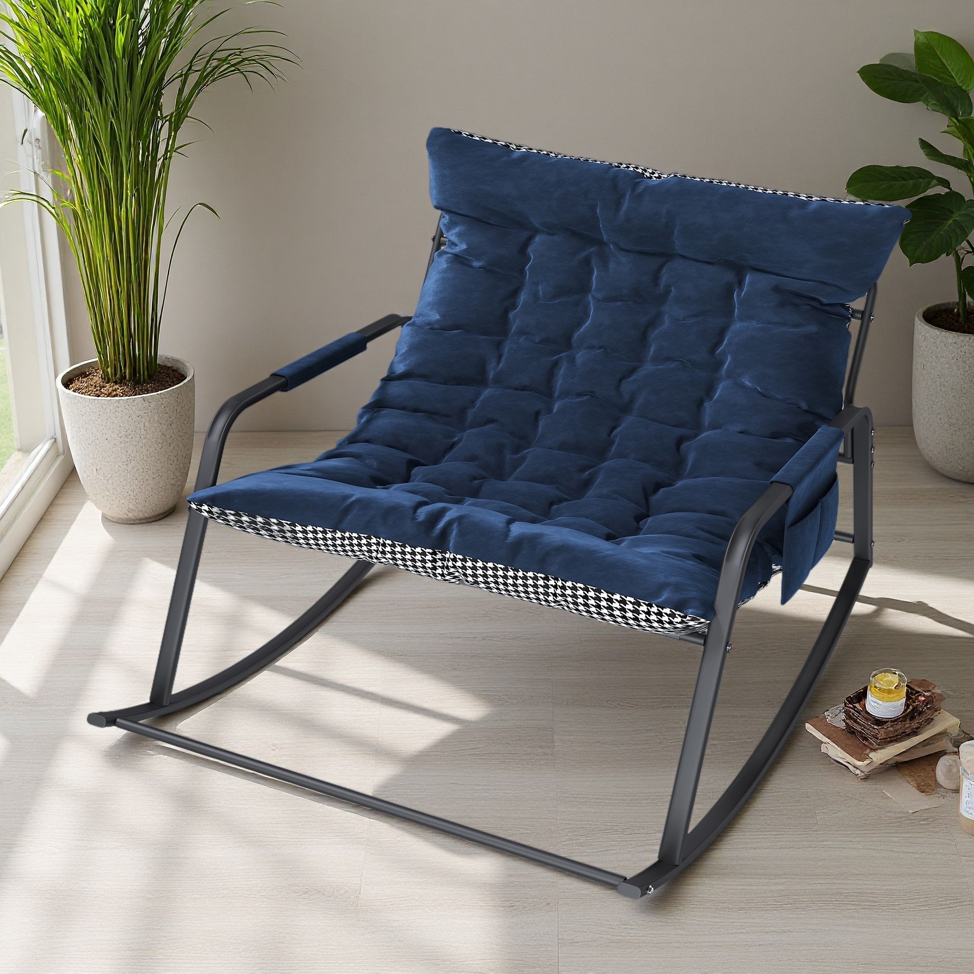 35.4" Breathable Mesh Rocking Recliner with Cushions and Arm Storage