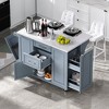 Whisen 50.7" Kitchen Island, Tilt Trash Cabinet, Pull - Out Organizer, 5 Wheels & Drop Leaf - 2 of 4