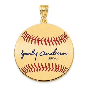 Black Bow Jewelry 14K Gold Plated Sparky Anderson Signature MD Enamel Baseball Pendant - 1 of 4