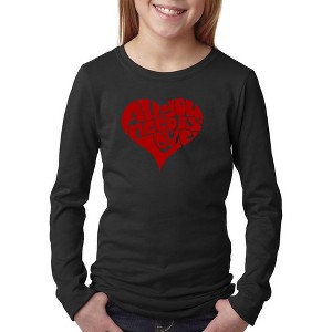 LA Pop Art Girl's Word Art Long Sleeve - All You Need Is Love - 1 of 4