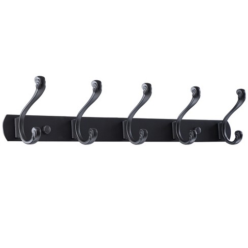 Coat Rack Wall Mounted Black,5 Tri Hooks For Hanging Coats,wall