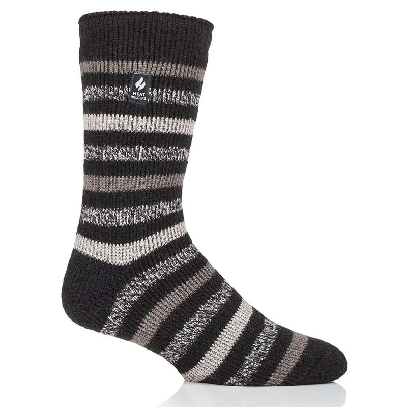 Heat Holders® Men's Brian ORIGINAL™ Striped Crew Socks | Advanced Thermal Yarn | Thick Boot Socks Cold Weather Gear | Warm + Soft, Hiking, Cabin, Hunting, Outdoor, Cozy Socks, 1 of 3