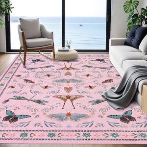 Washable Insect Runner Rug for Bedroom Kitchen Non Slip Rugs Whimsical Fantasy Boho Indoor Ultra Soft Rugs - 1 of 4