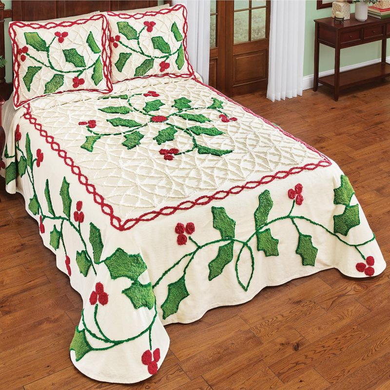 Collections Etc Holly Chenille Bedspread, 2 of 4