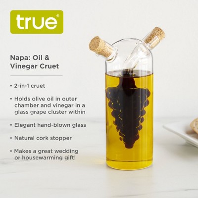 TRUE Napa Olive Oil & Vinegar Cruet with Cork Stoppers for Salad Bar, Appetizers, Picnic, Wedding, Kitchen Gifts, Hand-blown Glass, 9 oz & 1.6 oz — фото 2