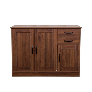 SEVOBAL 43.3" Modern Wood Buffet Sideboard Door Storage Drawer Entryway Serving Storage Cabinet Living Dining Room Console, Brown, 47.24"*18.9"*8.07" - 1 of 4
