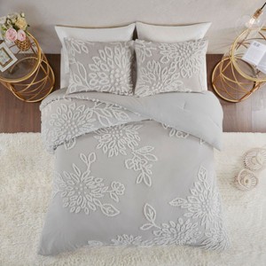Okak Full/King 3-Piece Chenille Full-print Floral Bed Comforter Set with Pillow Shams,Comfortable Tufted Quilt Bedding Sets,Machine Washable - 1 of 4