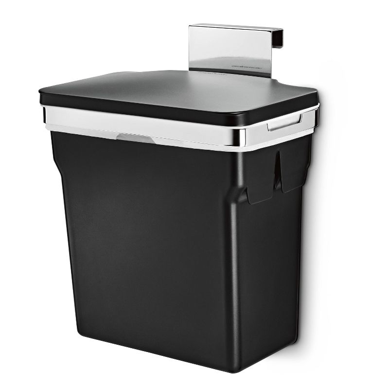simplehuman 10L In-Cabinet Hanging Kitchen Trash Can Black Plastic, 1 of 4