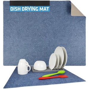 LunaLulinlk Dish Drying Mat, Oversized 19x24 in. Super Absorbent, Quick Dry Fabric, Waterproof & Slip-Resistant Blue - 1 of 4