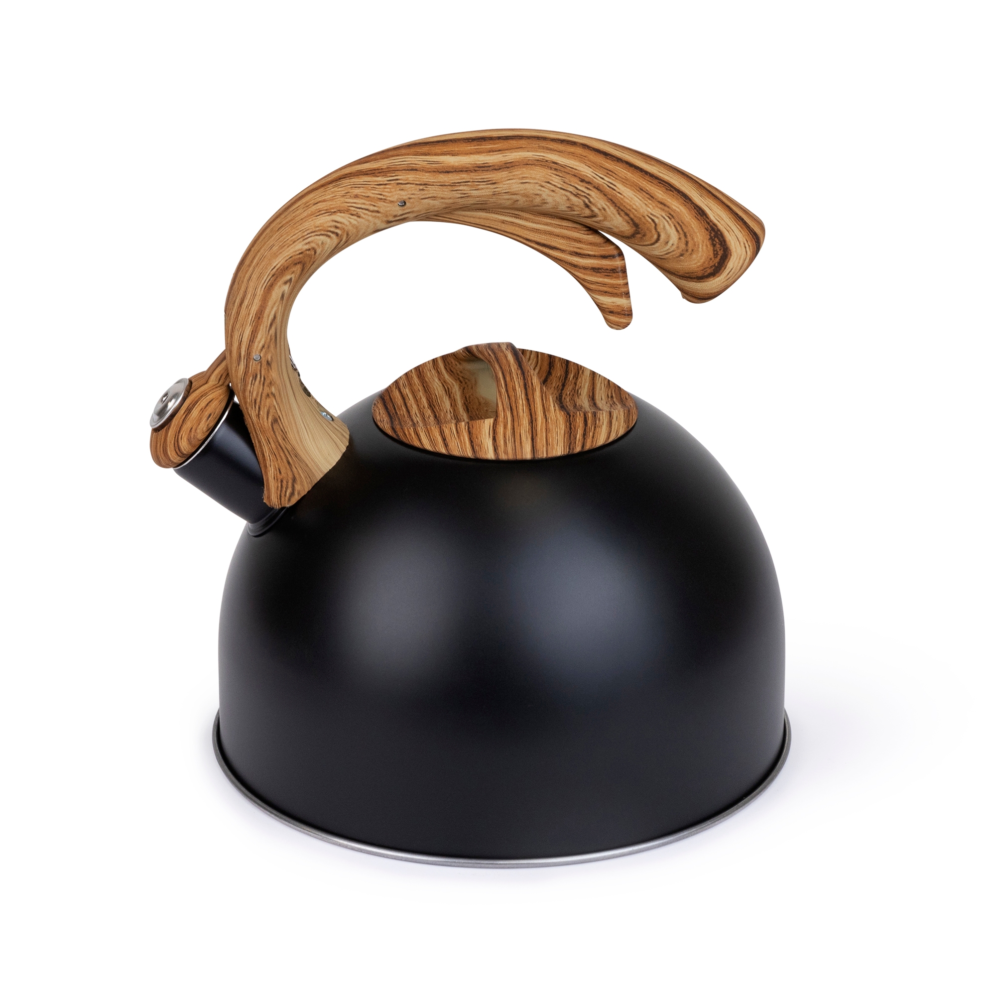 Elle Decor 3-Quart Black Whistling Tea Kettle with Heat Resistant Handle, Tapered Marble Finish Stovetop & Gas Tea Kettles