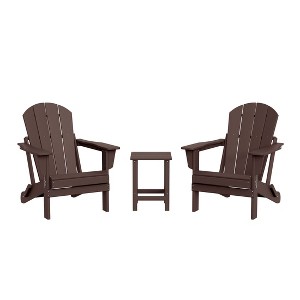 WestinTrends Malibu HDPE Outdoor Patio Folding Poly Adirondack Conversation Set (3-Piece) - 1 of 4
