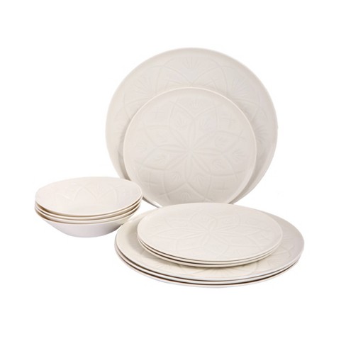 Corelle 18pc Vitrelle Embossed Bella Faenza Dinnerware Set White : Target