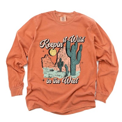 Simply Sage Market Keepin It Wild Colorful Garment Dyed Long Sleeve - XL - Yam