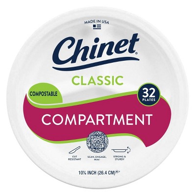 Chinet Classic Compartment Plate 10 3/8" - 32ct