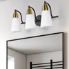 PAKOKULA 3-Light Black and Gold Bathroom Vanity Light With Cone Milk Glass Shade - 3 of 4