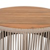 NAYSAYE Patio Accent Table Set Outdoor Rattan Rope Acacia Wood Coffee Table for Garden, Teak and Beige, 26"*26"*14.25" - 4 of 4