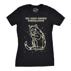 Womens The Catus Minorus Constellation Glow In The Dark T Shirt Funny Cats Tee - Crazy Dog Women's T Shirt - 1 of 4