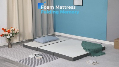 Twin 3-Inch White and Black Memory Foam Folding Mattress