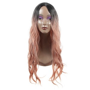 Unique Bargains Women's Lady Curly Human Hair Wigs 28" with Wig Cap - 1 of 4