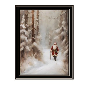 SEVOBAL Wall Art Santa Winter Stroll Christmas Holiday Framed Decor for Living Room Seasonal Home, Black, 14"*1"*18" - 1 of 4