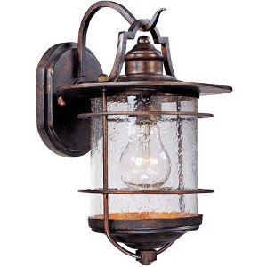 Franklin Iron Works Casa Mirada Industrial Rustic Outdoor Wall Light Fixture Vintage Bronze 12" Clear Seedy Glass for Post Exterior Barn Deck House - 1 of 4