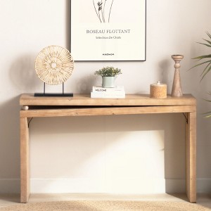 KIGFTSOD 52in Narrow Wood Console Table with Bead Detail - Rustic Modern, Natural Finish for Entryway, Hallway, Foyer - 1 of 4