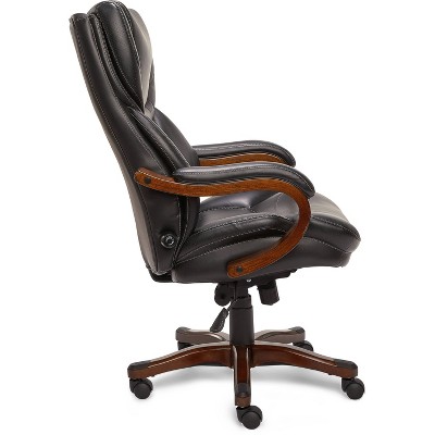 Ergonomic High-Back Swivel Executive Chair in Black Bonded Leather