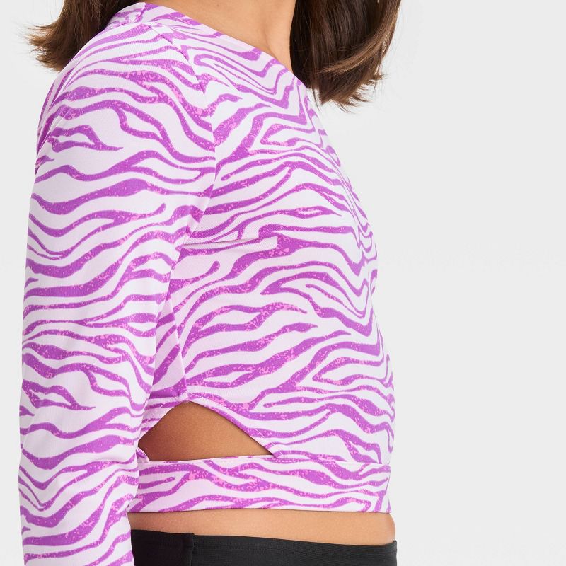 Girls' Zebra Printed Rash Guard Swim Top - art class™ Purple, 3 of 5
