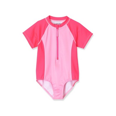 Lands' End Kids Long Sleeve Half Zip One Piece UPF 50 Swimsuit