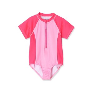Lands' End Kids Long Sleeve Half Zip One Piece UPF 50 Swimsuit - 1 of 2