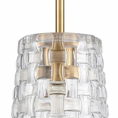 Satin Brass Mini Pendant with Clear Crystal Shade