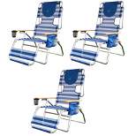 Ostrich 3-N-1 Altitude Outdoor Reclining Patio Beach Lounge Chair, Blue (3 Pack)