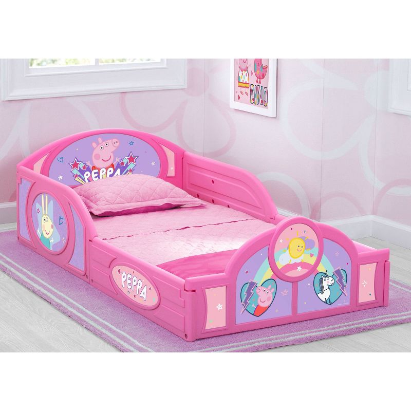 Toddler Peppa Pig Plastic Sleep and Play Kids&#39; Bed with Attached Guardrails - Delta Children, 3 of 12