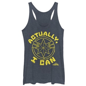 Women's Marvel Captain Marvel Actually Can Quote Racerback Tank Top - 1 of 3