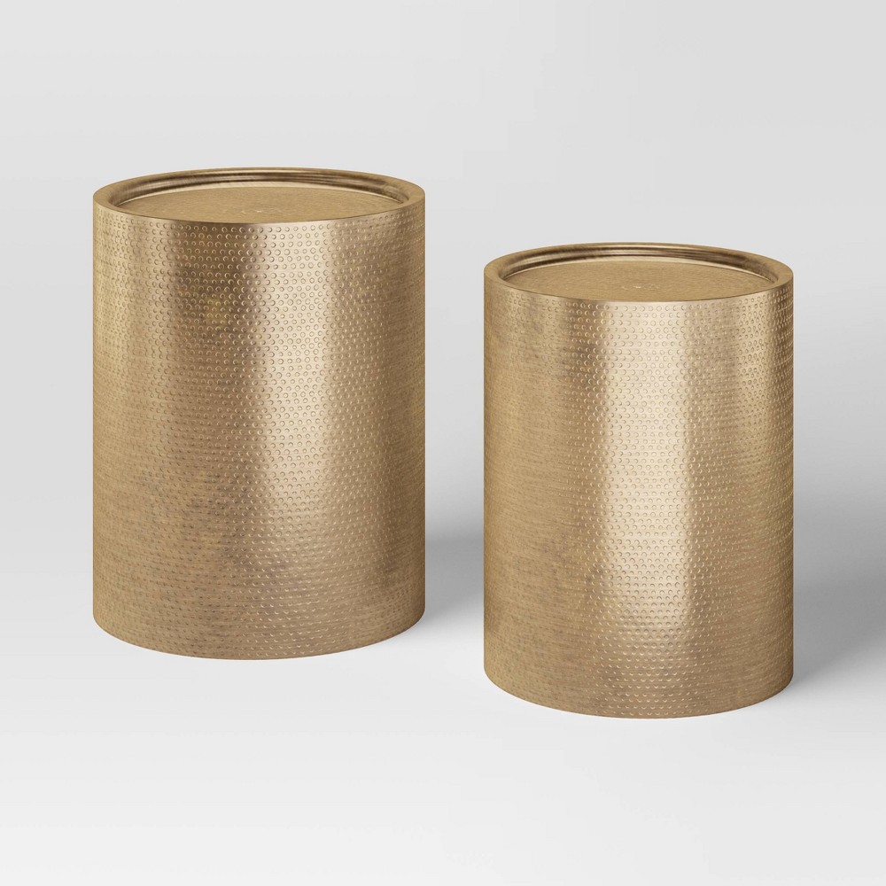 Manila Nesting Tables - Threshold™: Gold-Tone Metal, Hand-Carved, No Assembly Required