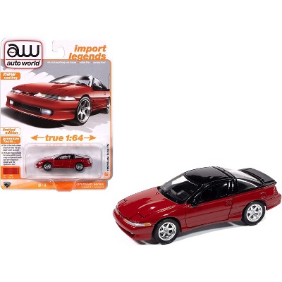 1990 Eagle Talon TSi Flash Red with Black Top and Sun Roof "Import Legends" Series 1/64 Diecast Model Car by Auto World