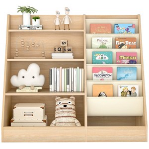 SKONYON 4-Tier Kids Bookshelf and Toy Storage, 5 Layer Fabric Toddler Bookshelf, Kids Toy Storage Organizer, Sling Kids Bookcase - 1 of 4