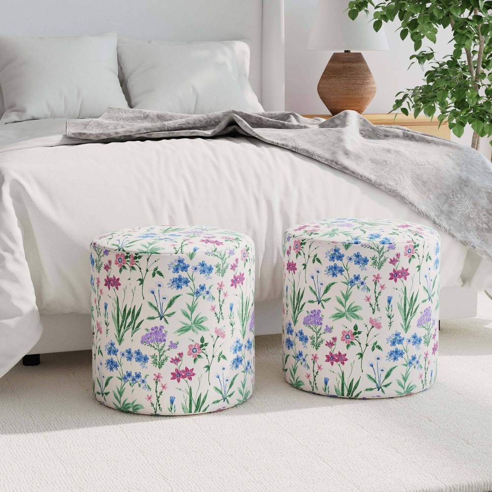 Photos - Pouffe / Bench Skyline Furniture Ledger Upholstered Ottoman Botanical