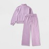 Girls' Adaptive French Terry Sweater Top & Bottom Set - Cat & Jack™ Mauve Purple - 2 of 4
