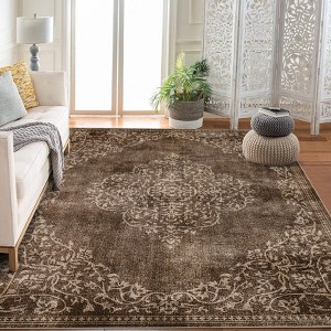 coucheta Vintage Washable Area Rugs, Multi-size Floral Stain Resistant Non Slip Non-Shedding Low Pile Carpet, for Living Room, Bedroom, Dining Room - 1 of 4
