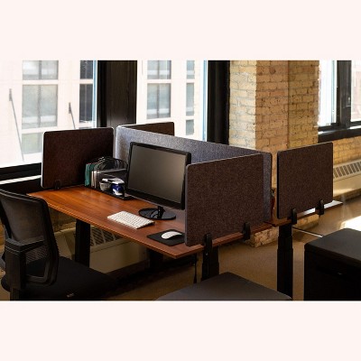 Anthracite Gray 60" Acoustic Desk Divider with Aluminum Clamps