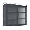 Retro Wall Cabinet with Double Glass Door, 3-Tier Storage, Detachable Shelves Haze Wall Locker,27.6in Storage Cabinet - 2 of 4