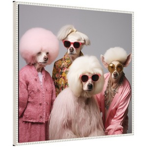Kate & Laurel All Things Decor 30"x30" Sylvie Golden Lady Dogs Framed Canvas by The Creative Bunch Studio Beaded White - 1 of 4