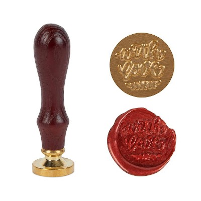 Bright Creations "With Love" Wax Seal Stamp, Copper Head Wooden Handle, Sealing Wax Stamp for Letters, Dia. 1"