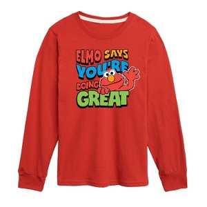 Boys' - Sesame Street - Elmo Says Youre Doing Great -Toddler and Youth Long Sleeve T-Shirt Long Sleeve Graphic T-Shirt - 1 of 3