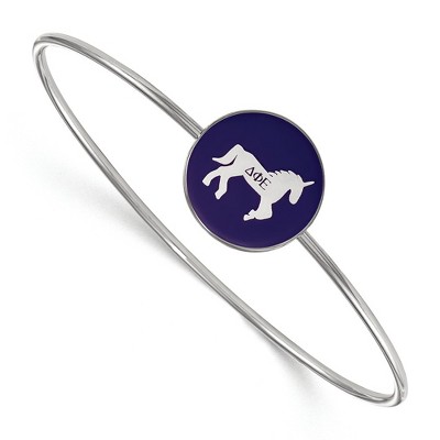 Black Bow Jewelry Sterling Silver Delta Phi Epsilon Greek Life Bangle Bracelet 8 Inch