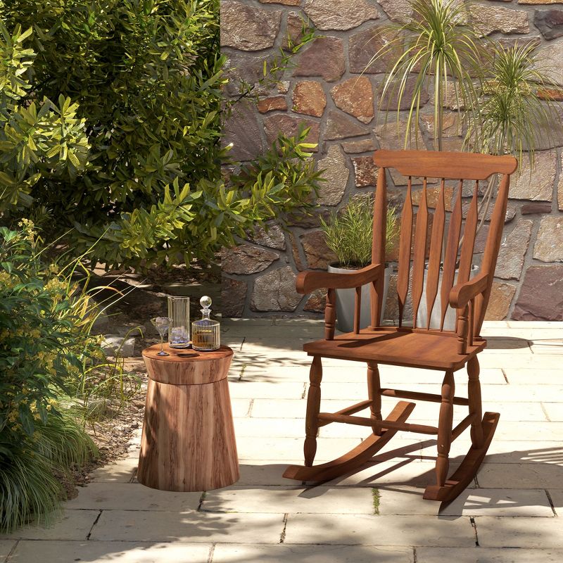 Outsunny Outdoor Wood Rocking Chair, 350 lbs. Porch Rocker with High Back for Garden, Patio, Balcony, 3 of 7