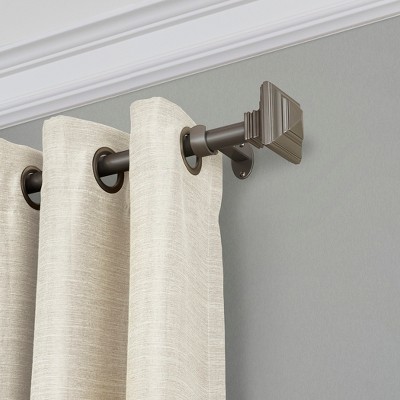 Florence Adjustable Silver Curtain Rod with Stacked Square Finials